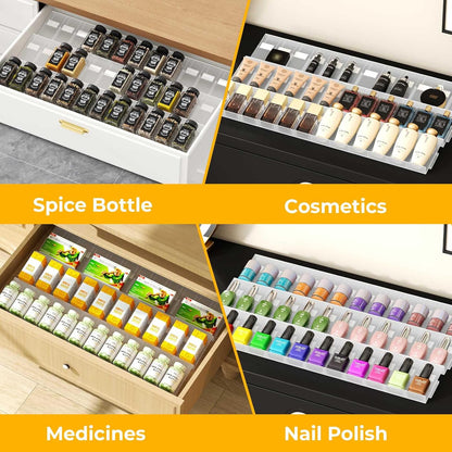 Spice Drawer Organizer, Interlocking Expandable Seasoning Rack Tray Insert for Kitchen Drawers, Spice Rack Drawer for Spice Jars