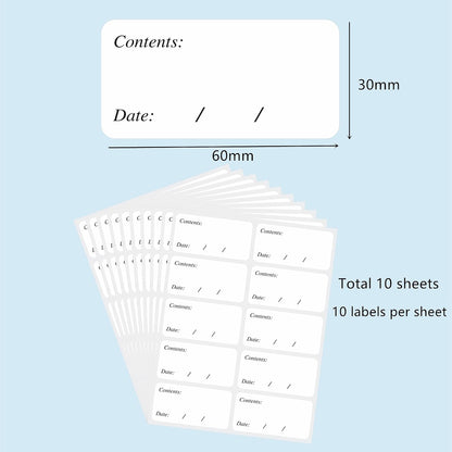 Removable Freezer Food Labels for Jars Easy Peel Off - Frozen Food Storage Labels that Leave No Sticky Residue After Use (Type 2)