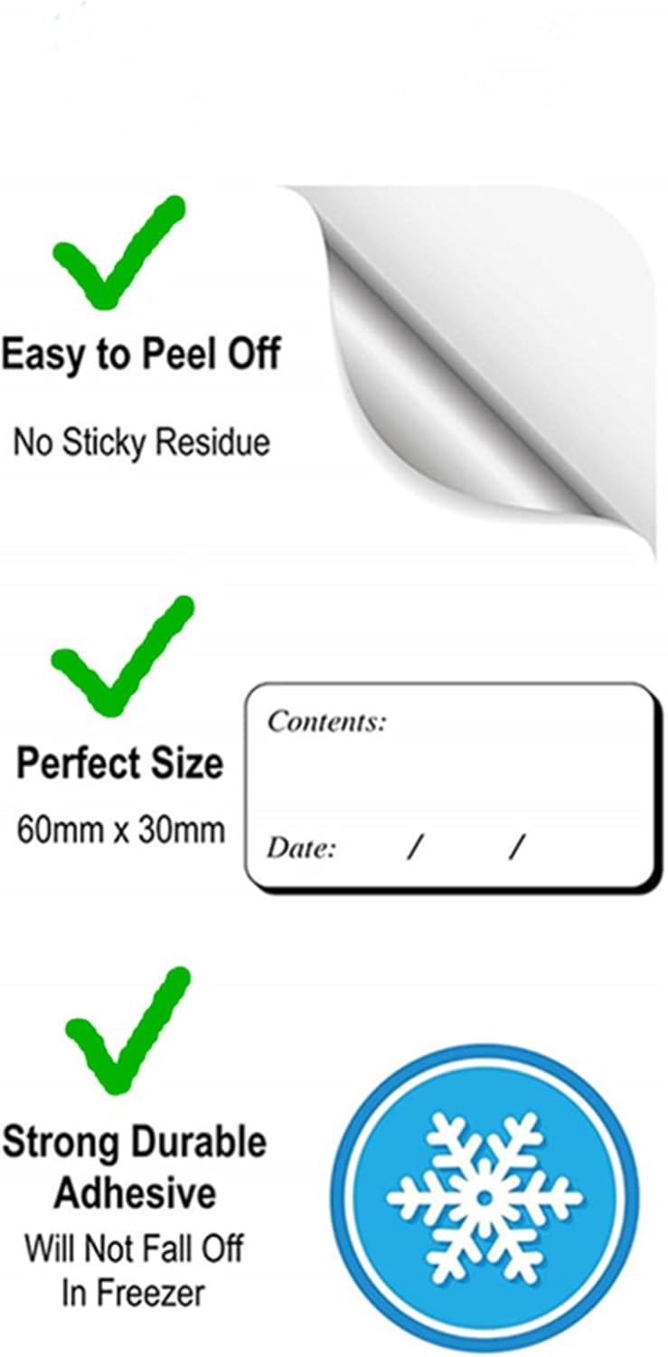 Removable Freezer Food Labels for Jars Easy Peel Off - Frozen Food Storage Labels that Leave No Sticky Residue After Use (Type 2)