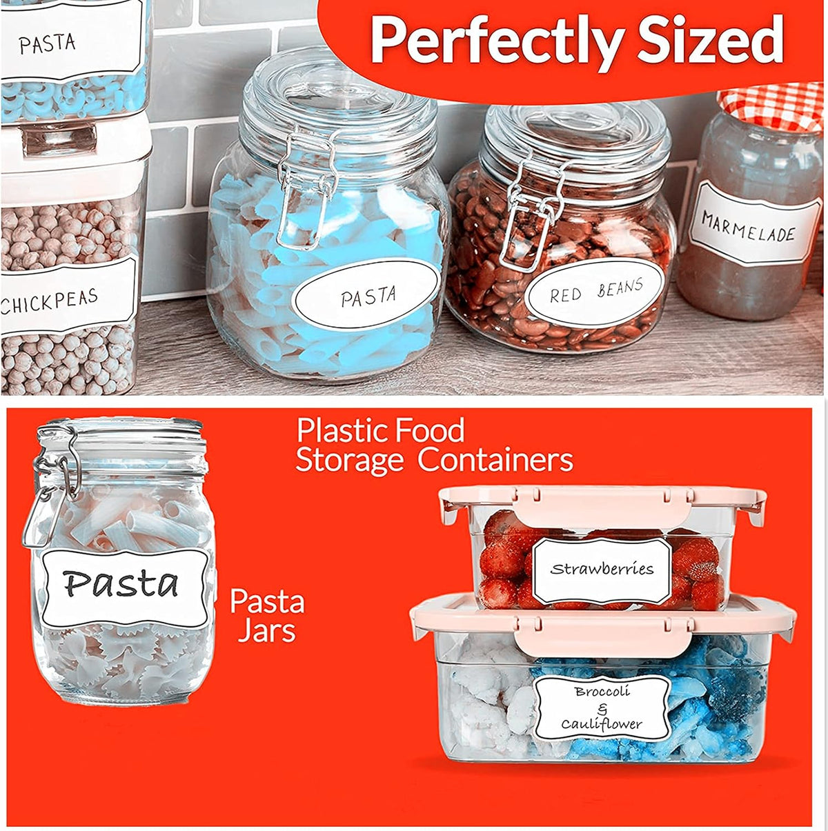 Removable Freezer Food Labels for Jars Easy Peel Off - Frozen Food Storage Labels that Leave No Sticky Residue After Use (Type 2)