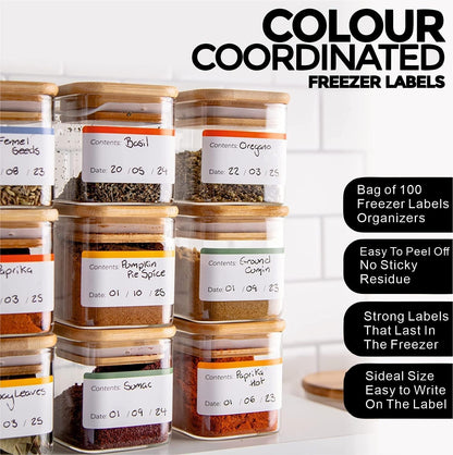 Removable Freezer Food Labels for Jars Easy Peel Off - Frozen Food Storage Labels that Leave No Sticky Residue After Use (Type 2)