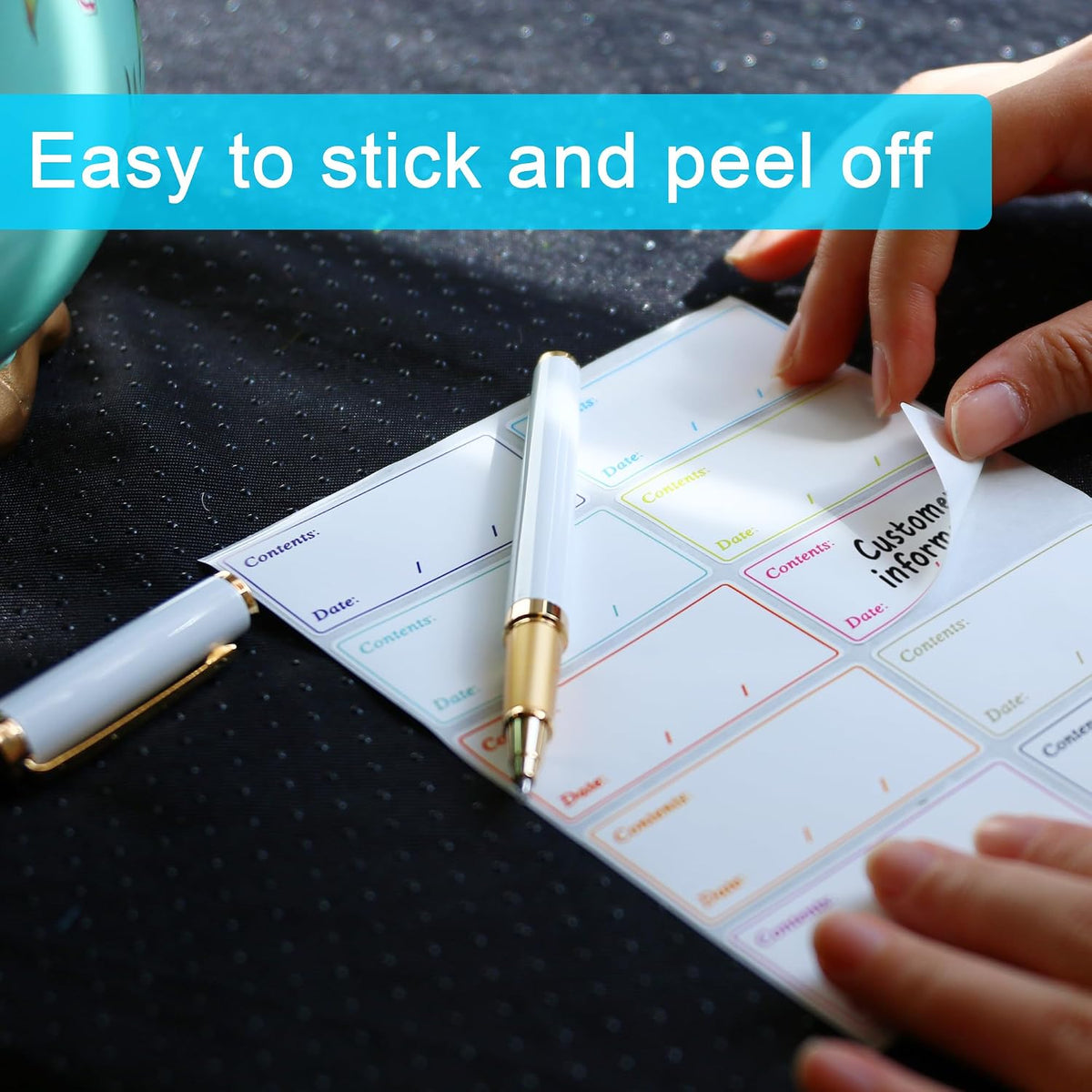 Removable Freezer Food Labels for Jars Easy Peel Off - Frozen Food Storage Labels that Leave No Sticky Residue After Use (Type 2)