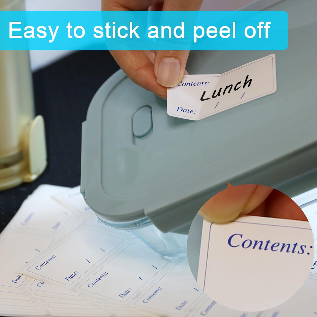 Removable Freezer Food Labels for Jars Easy Peel Off - Frozen Food Storage Labels that Leave No Sticky Residue After Use (Type 2)