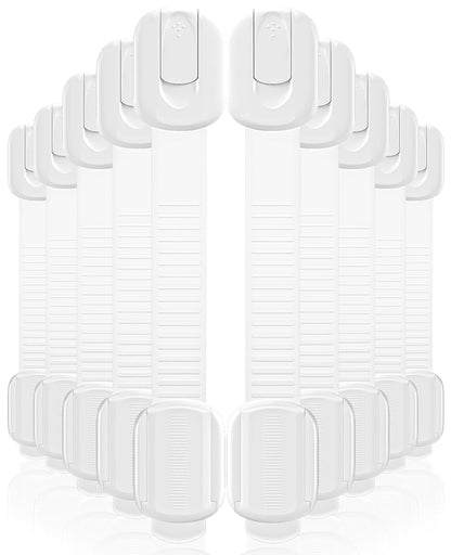 Cabinet Locks Baby Proofing, Child Proof Cabinet Locks with 3M Adhesive - Easy Installation with Adjustable Straps, Multi-Purpose Child Safety Latches for Drawers Fridge Trash Cans Toilets