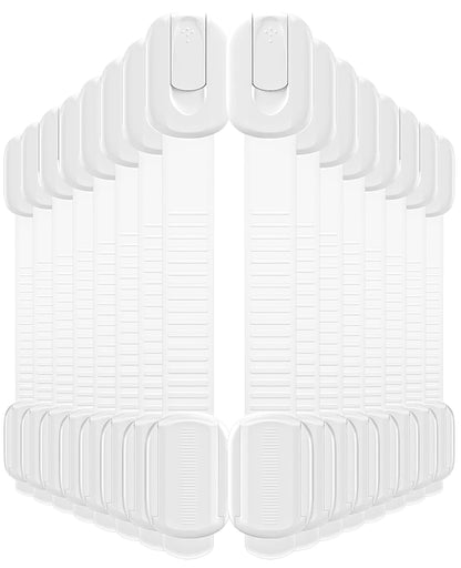 Cabinet Locks Baby Proofing, Child Proof Cabinet Locks with 3M Adhesive - Easy Installation with Adjustable Straps, Multi-Purpose Child Safety Latches for Drawers Fridge Trash Cans Toilets