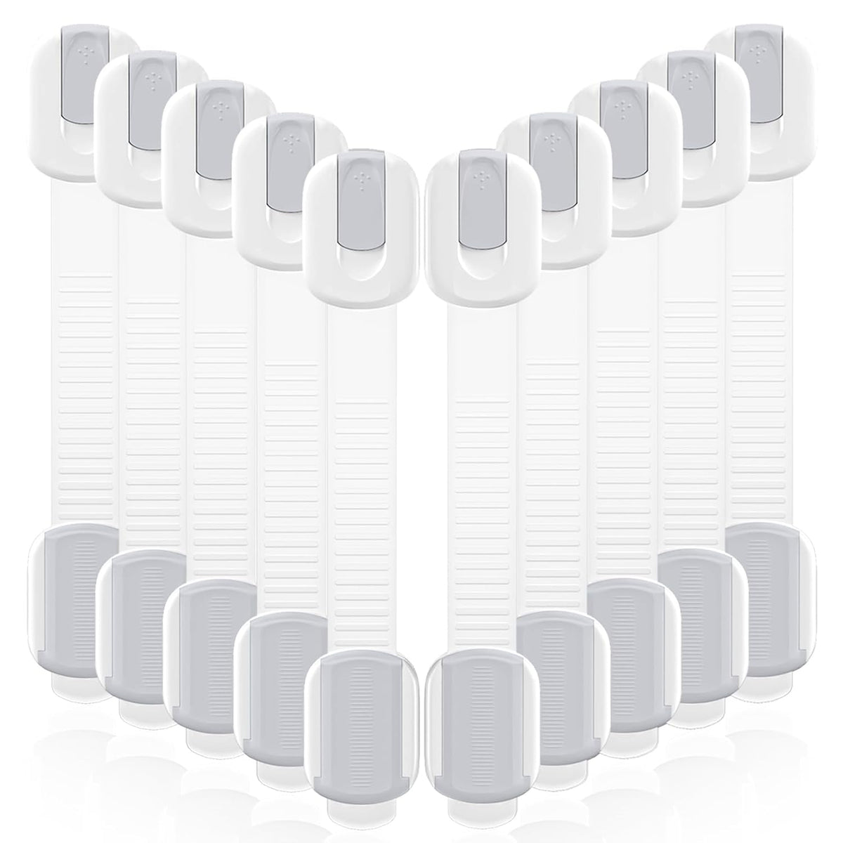 Cabinet Locks Baby Proofing, Child Proof Cabinet Locks with 3M Adhesive - Easy Installation with Adjustable Straps, Multi-Purpose Child Safety Latches for Drawers Fridge Trash Cans Toilets