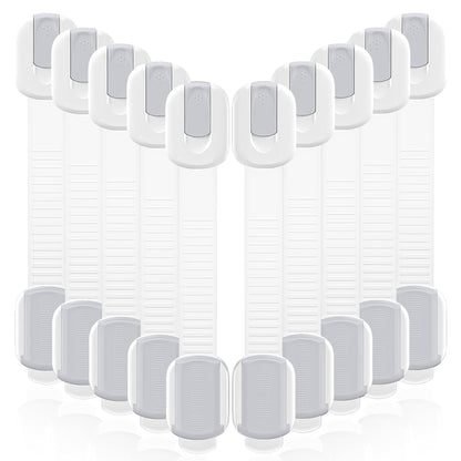 Cabinet Locks Baby Proofing, Child Proof Cabinet Locks with 3M Adhesive - Easy Installation with Adjustable Straps, Multi-Purpose Child Safety Latches for Drawers Fridge Trash Cans Toilets