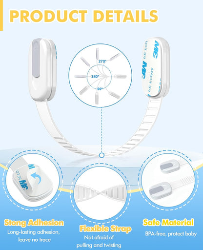 Cabinet Locks Baby Proofing, Child Proof Cabinet Locks with 3M Adhesive - Easy Installation with Adjustable Straps, Multi-Purpose Child Safety Latches for Drawers Fridge Trash Cans Toilets