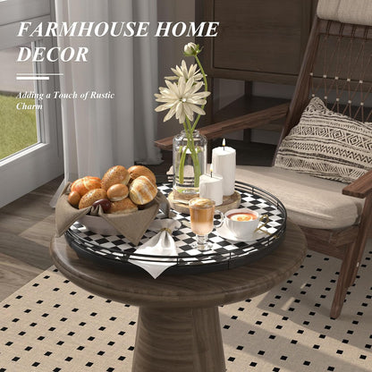 9-Inch Farmhouse Oak Lazy Susan Cabinet Organizer, Walnut Finish | Smooth rotating oak tray with walnut finish for dining tables, kitchen counters, pantries and cabinet storage.