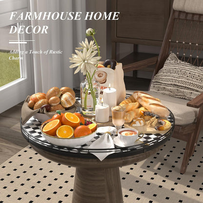 9-Inch Farmhouse Oak Lazy Susan Cabinet Organizer, Walnut Finish | Smooth rotating oak tray with walnut finish for dining tables, kitchen counters, pantries and cabinet storage.