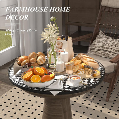 9-Inch Farmhouse Oak Lazy Susan Cabinet Organizer, Walnut Finish | Smooth rotating oak tray with walnut finish for dining tables, kitchen counters, pantries and cabinet storage.