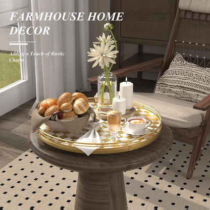 9-Inch Farmhouse Oak Lazy Susan Cabinet Organizer, Walnut Finish | Smooth rotating oak tray with walnut finish for dining tables, kitchen counters, pantries and cabinet storage.