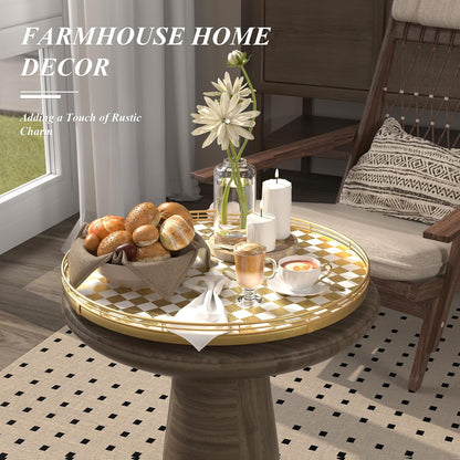 9-Inch Farmhouse Oak Lazy Susan Cabinet Organizer, Walnut Finish | Smooth rotating oak tray with walnut finish for dining tables, kitchen counters, pantries and cabinet storage.