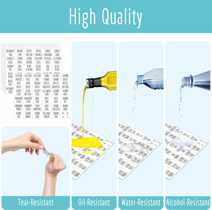 Hebayy 612 Script Pantry Food Labels, Water & Oil Resistant Pantry Label Stickers Food Jar Label for Organization and Storage