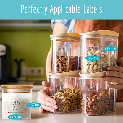 Hebayy 612 Script Pantry Food Labels, Water & Oil Resistant Pantry Label Stickers Food Jar Label for Organization and Storage