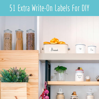 Hebayy 612 Script Pantry Food Labels, Water & Oil Resistant Pantry Label Stickers Food Jar Label for Organization and Storage