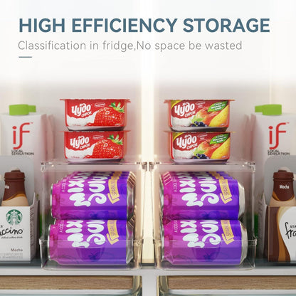 Soda Can Dispenser for Refrigerator with Lids, Stackable, 2 Pack | Clear Drink Organizer With Lids For Refrigerator Storage. Pantry Organizers And Storage For Fridge And Kitchen Cabinets