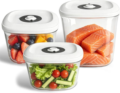Vacuum Canister Set for Food Storage, 1L 1.5L 2L Airtight Containers Compatible with Most Vacuum Sealers, BPA-Free Fresh Containers for Meal Prep, Pantry Storage, Coffee, Snacks & Dry Goods – 3 Pack