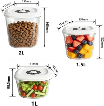 Vacuum Canister Set for Food Storage, 1L 1.5L 2L Airtight Containers Compatible with Most Vacuum Sealers, BPA-Free Fresh Containers for Meal Prep, Pantry Storage, Coffee, Snacks & Dry Goods – 3 Pack