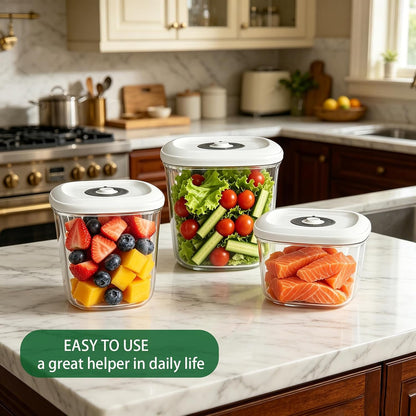 Vacuum Canister Set for Food Storage, 1L 1.5L 2L Airtight Containers Compatible with Most Vacuum Sealers, BPA-Free Fresh Containers for Meal Prep, Pantry Storage, Coffee, Snacks & Dry Goods – 3 Pack