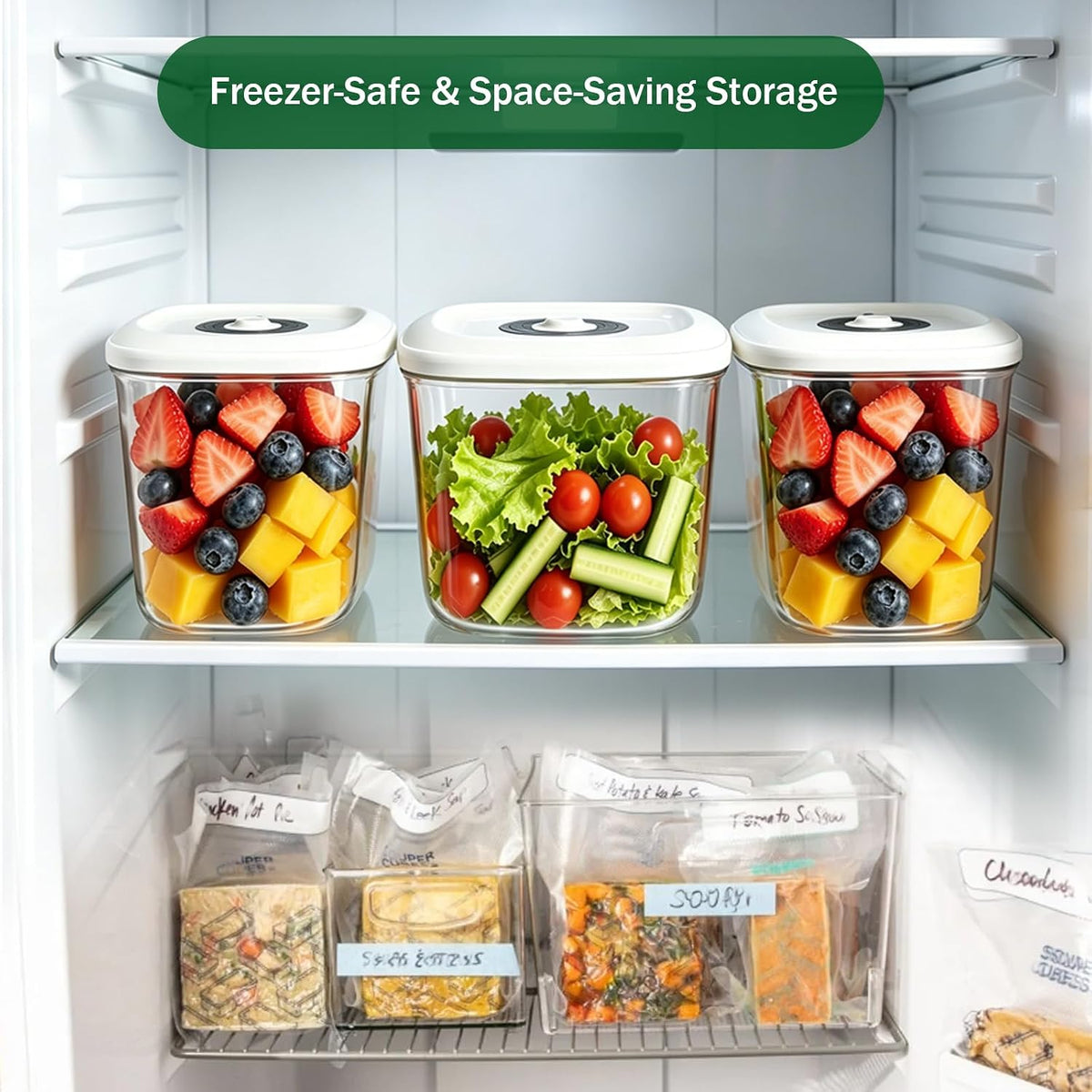 Vacuum Canister Set for Food Storage, 1L 1.5L 2L Airtight Containers Compatible with Most Vacuum Sealers, BPA-Free Fresh Containers for Meal Prep, Pantry Storage, Coffee, Snacks & Dry Goods – 3 Pack