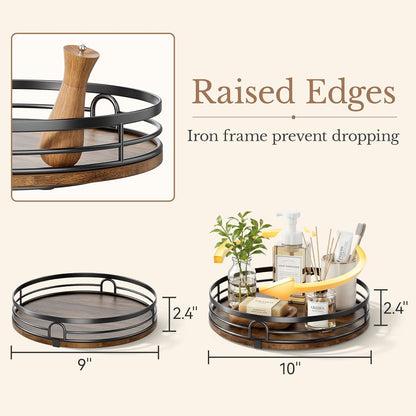 2 Pack 9" 10" Lazy Susan Turntable Organizer for Table Top