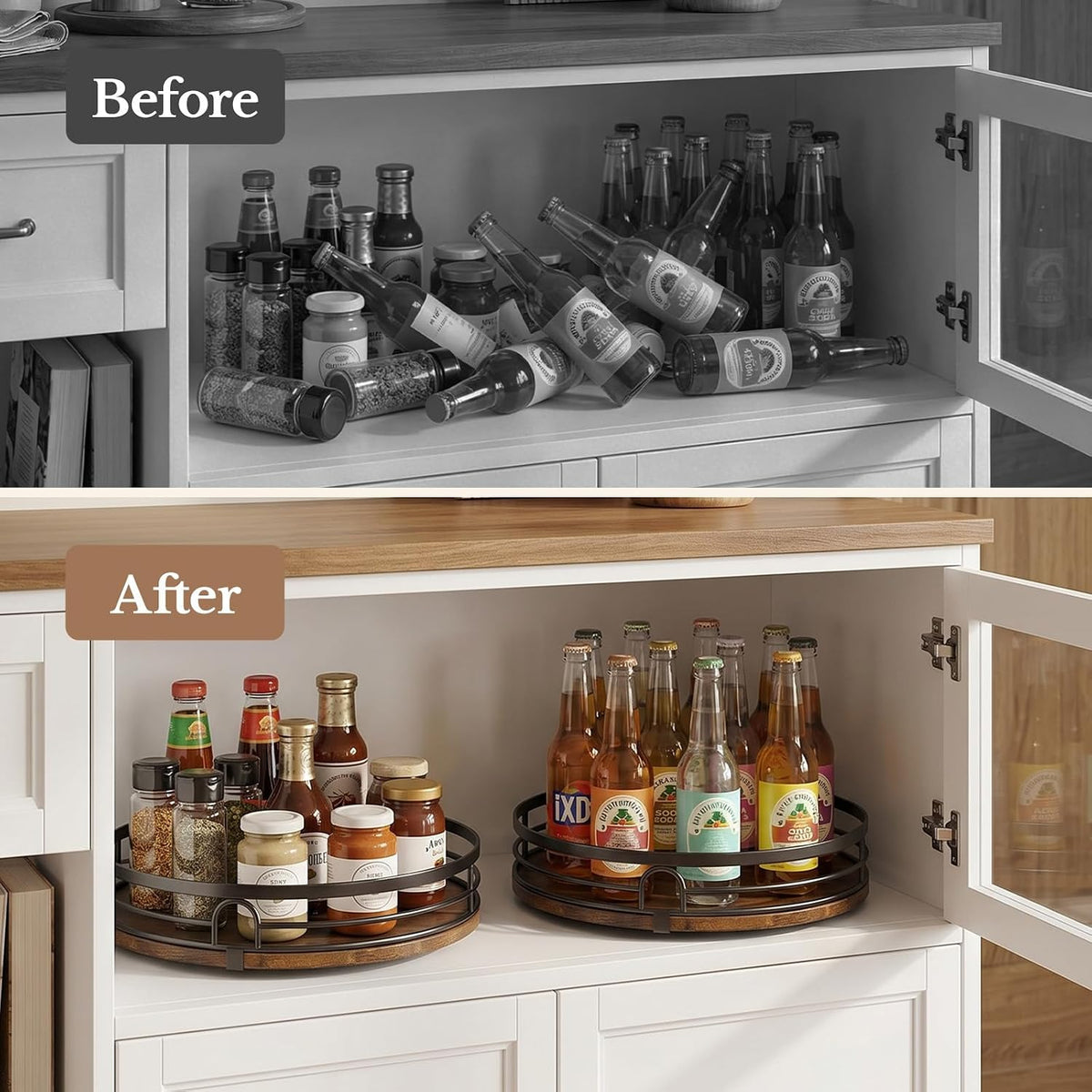2 Pack 9" 10" Lazy Susan Turntable Organizer for Table Top