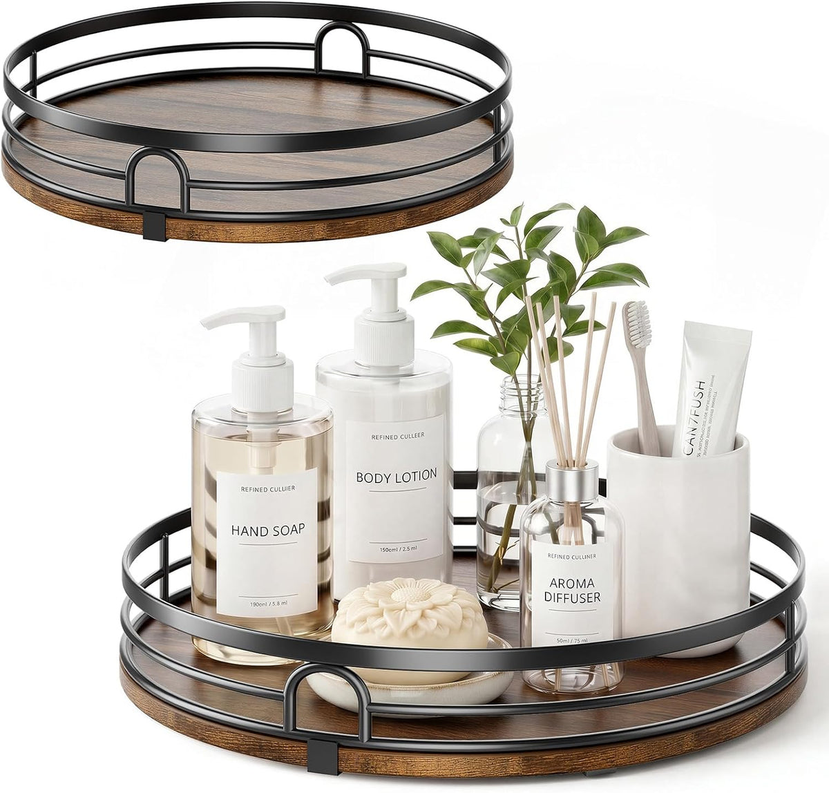 2 Pack 9" 10" Lazy Susan Turntable Organizer for Table Top