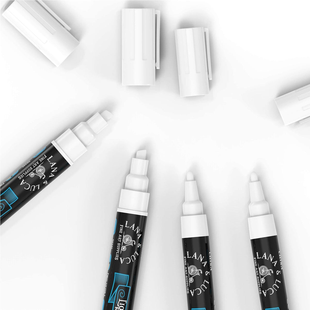 White Liquid Chalk Marker Pens - 6mm and 3mm, 3 of each