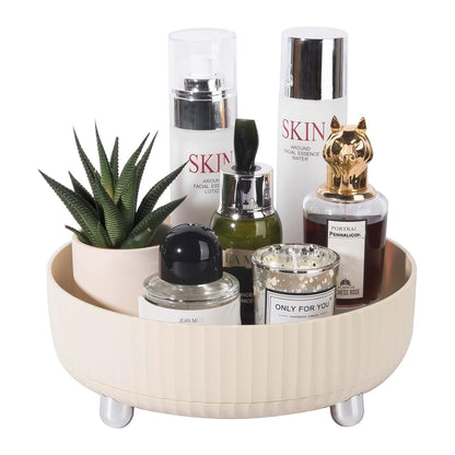360 Rotating Makeup Perfume Organizer Skincare Tray, Small Grey | 360 Degree Spinning Lazy Susan Organizer Lotion Cosmetics Storage for Dresser, Vanity, Bathroom Countertop