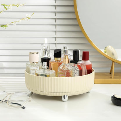 360 Rotating Makeup Perfume Organizer Skincare Tray, Small Grey | 360 Degree Spinning Lazy Susan Organizer Lotion Cosmetics Storage for Dresser, Vanity, Bathroom Countertop