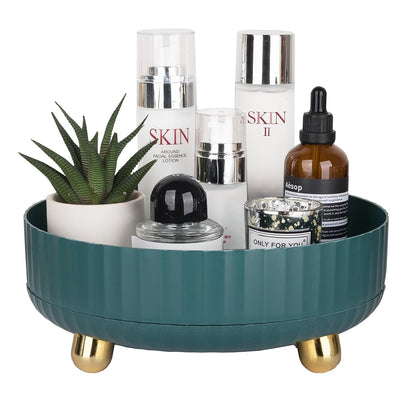 360 Rotating Makeup Perfume Organizer Skincare Tray, Small Grey | 360 Degree Spinning Lazy Susan Organizer Lotion Cosmetics Storage for Dresser, Vanity, Bathroom Countertop