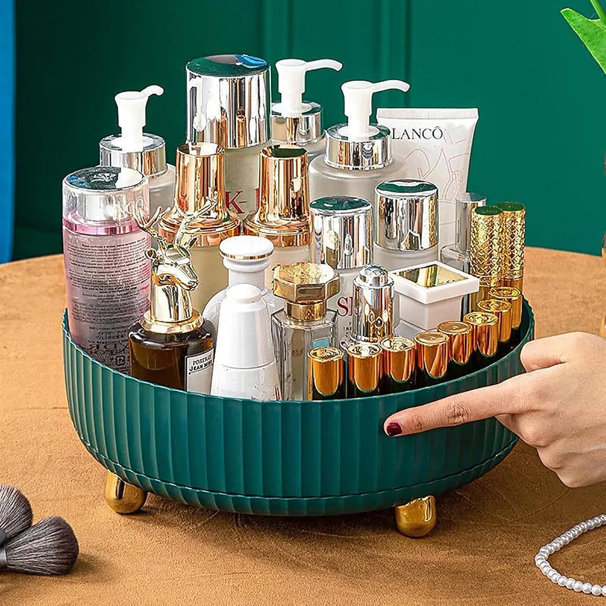 360 Rotating Makeup Perfume Organizer Skincare Tray, Small Grey | 360 Degree Spinning Lazy Susan Organizer Lotion Cosmetics Storage for Dresser, Vanity, Bathroom Countertop