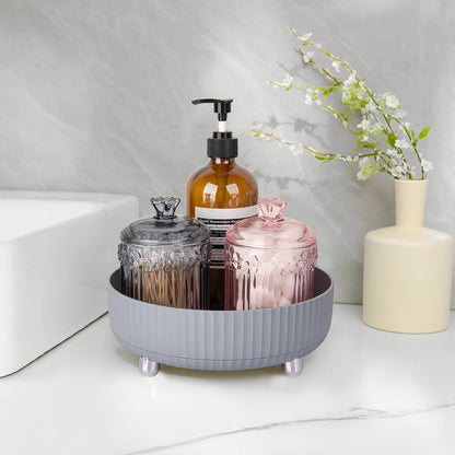 360 Rotating Makeup Perfume Organizer Skincare Tray, Small Grey | 360 Degree Spinning Lazy Susan Organizer Lotion Cosmetics Storage for Dresser, Vanity, Bathroom Countertop