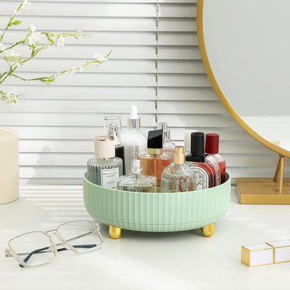 360 Rotating Makeup Perfume Organizer Skincare Tray, Small Grey | 360 Degree Spinning Lazy Susan Organizer Lotion Cosmetics Storage for Dresser, Vanity, Bathroom Countertop