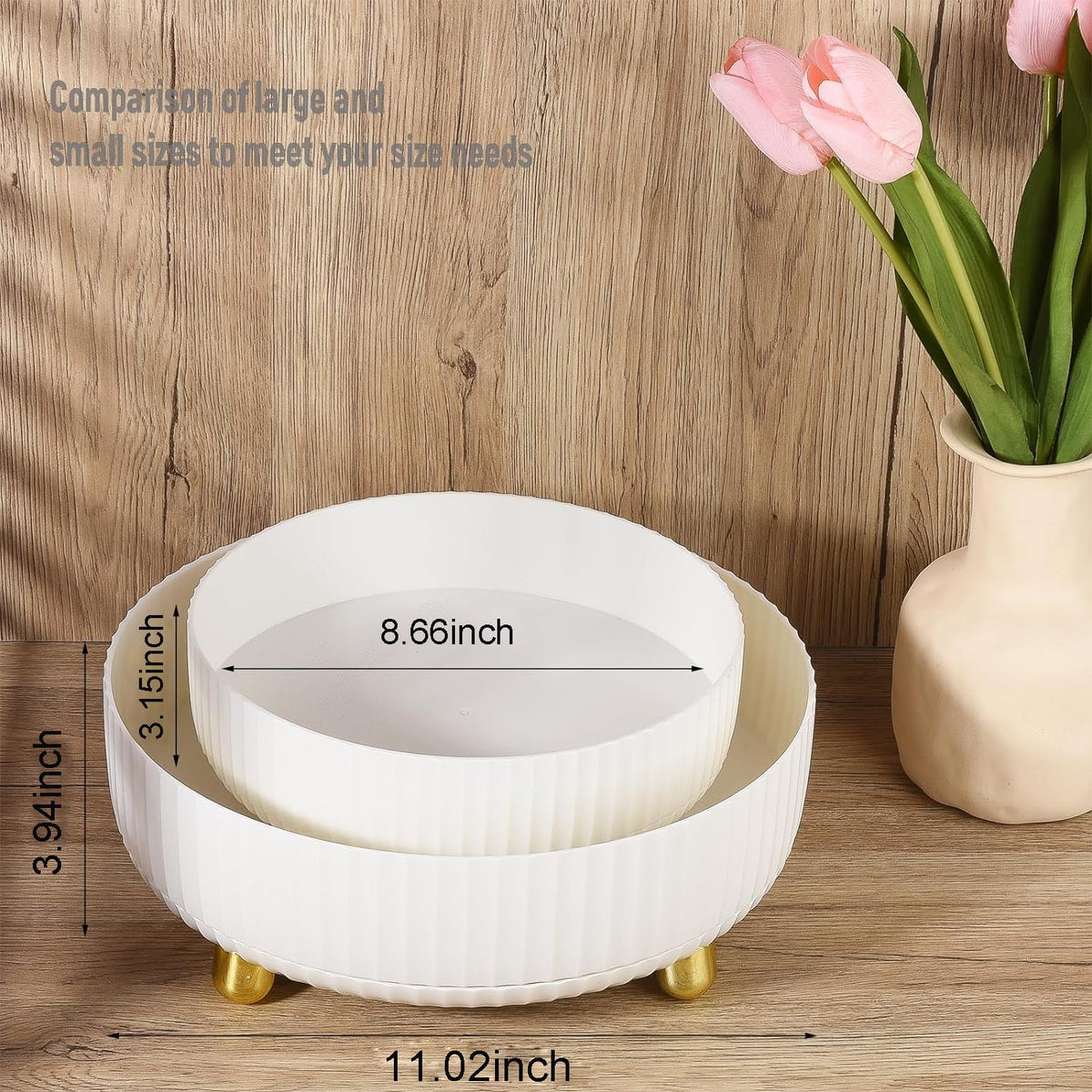 360 Rotating Makeup Perfume Organizer Skincare Tray, Small Grey | 360 Degree Spinning Lazy Susan Organizer Lotion Cosmetics Storage for Dresser, Vanity, Bathroom Countertop