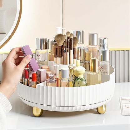 360 Rotating Makeup Perfume Organizer Skincare Tray, Small Grey | 360 Degree Spinning Lazy Susan Organizer Lotion Cosmetics Storage for Dresser, Vanity, Bathroom Countertop