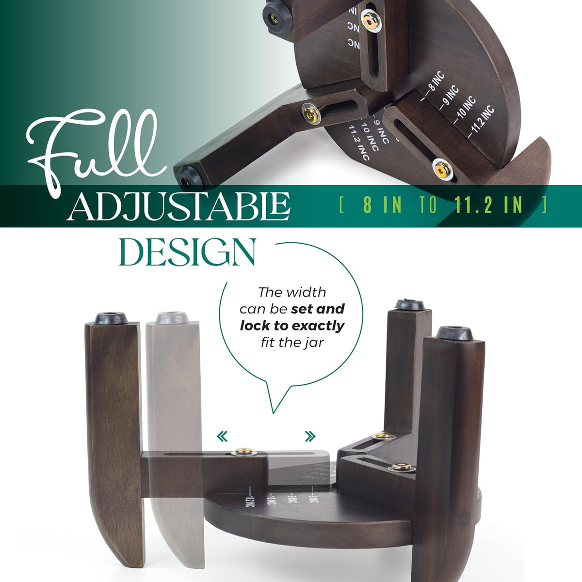 2 Pack Drink Dispenser Stand Adjustable Width from 8" to 11.2" Wide - Beverage Jar and Water Plastic Jug Holder - to Plant Flower Pots - Adjustable up to11.2-inch Wide (For 5-Gal Jug 8"-11.2") - Walnut Color