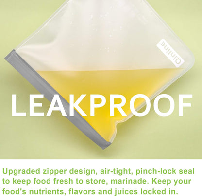 Reusable Food Storage Bags - 24 Pack Freezer Extra Thick Leakproof Lunch Bag - 8 Gallon 8 Sandwich 8 Snack Bags