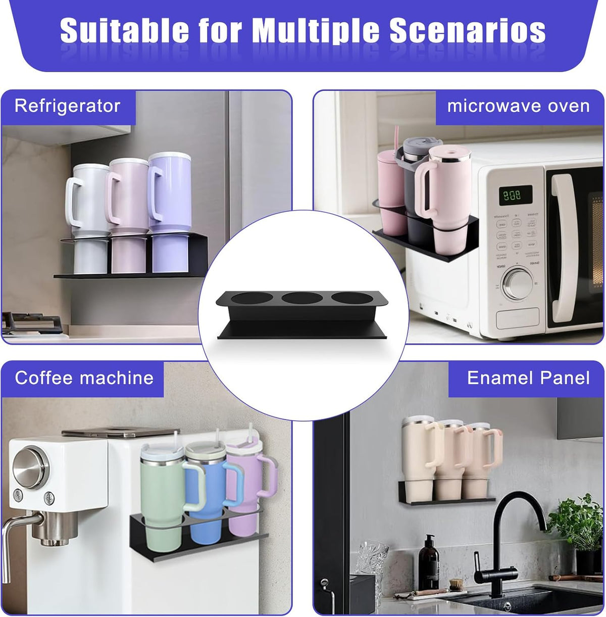Magnetic Stanley Cup Holder for Fridge, Tumbler Organizer Strong Fridge & Metal Surface Water Bottle Organizer for Kitchen, Stanley Cup Accessories, 2 Pack