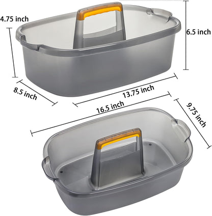 2 Pack Cleaning Supplies Caddy, Plastic Large Cleaning Supply Storage Bucket with Handle, Portable Shower Tote Caddy Household Tools Organizer Baskets for Bathroom, Kitchen Under Sink