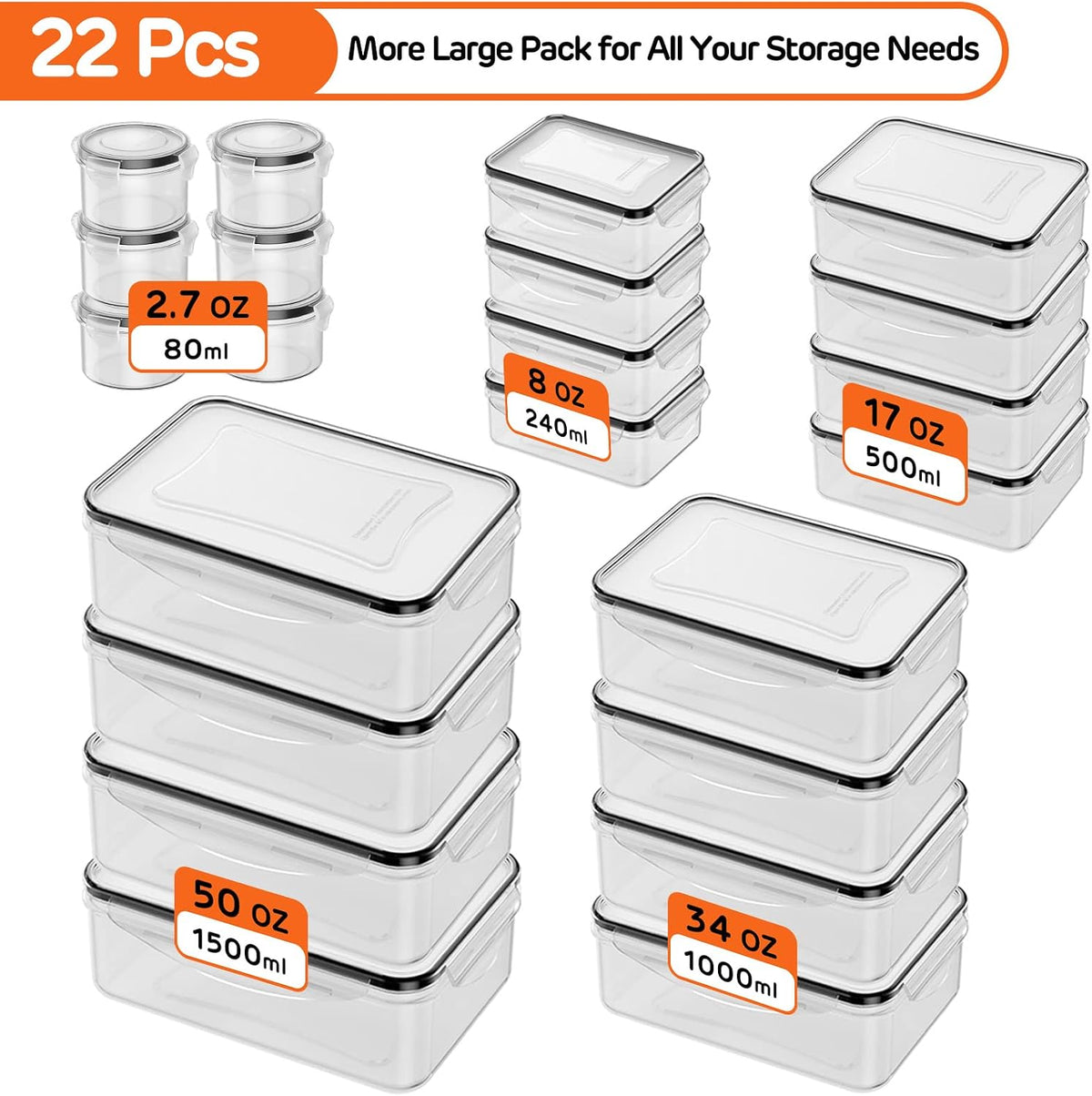 40 PCS Food Storage Containers with Lids Airtight (20 Lids &20 Containers) - Leakproof Meal-Prep Containers for Kitchen Storage Reusable Plastic Microwave/Dishwasher Safe with Labels & Pen
