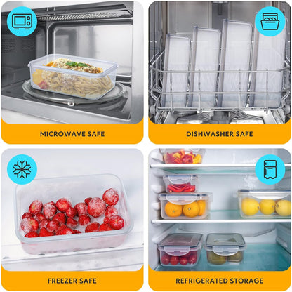40 PCS Food Storage Containers with Lids Airtight (20 Lids &20 Containers) - Leakproof Meal-Prep Containers for Kitchen Storage Reusable Plastic Microwave/Dishwasher Safe with Labels & Pen