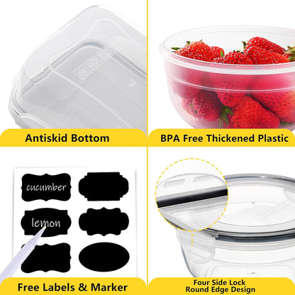 40 PCS Food Storage Containers with Lids Airtight (20 Lids &20 Containers) - Leakproof Meal-Prep Containers for Kitchen Storage Reusable Plastic Microwave/Dishwasher Safe with Labels & Pen