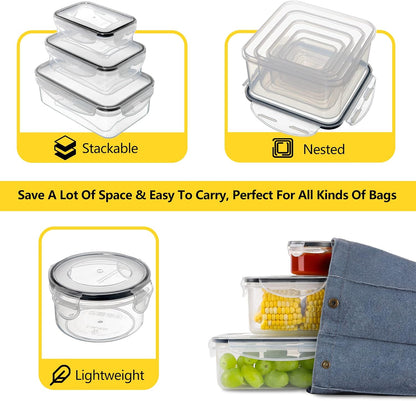 40 PCS Food Storage Containers with Lids Airtight (20 Lids &20 Containers) - Leakproof Meal-Prep Containers for Kitchen Storage Reusable Plastic Microwave/Dishwasher Safe with Labels & Pen