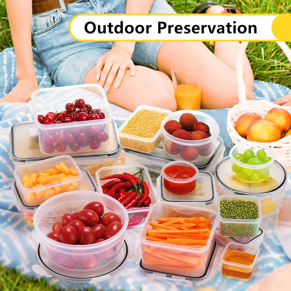 40 PCS Food Storage Containers with Lids Airtight (20 Lids &20 Containers) - Leakproof Meal-Prep Containers for Kitchen Storage Reusable Plastic Microwave/Dishwasher Safe with Labels & Pen