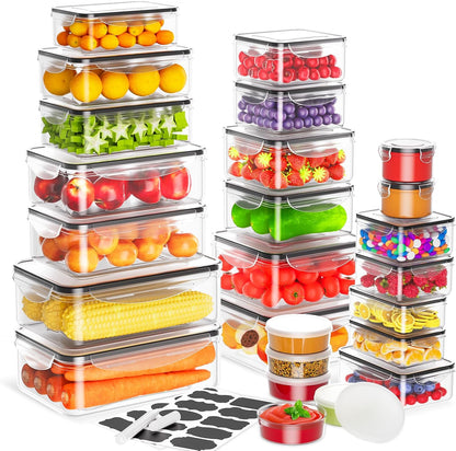 40 PCS Food Storage Containers with Lids Airtight (20 Lids &20 Containers) - Leakproof Meal-Prep Containers for Kitchen Storage Reusable Plastic Microwave/Dishwasher Safe with Labels & Pen