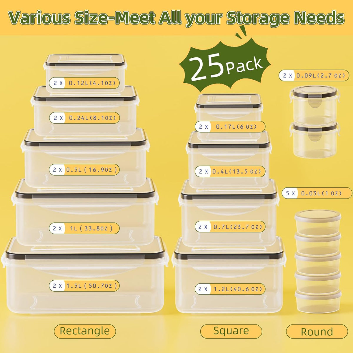 40 PCS Food Storage Containers with Lids Airtight (20 Lids &20 Containers) - Leakproof Meal-Prep Containers for Kitchen Storage Reusable Plastic Microwave/Dishwasher Safe with Labels & Pen