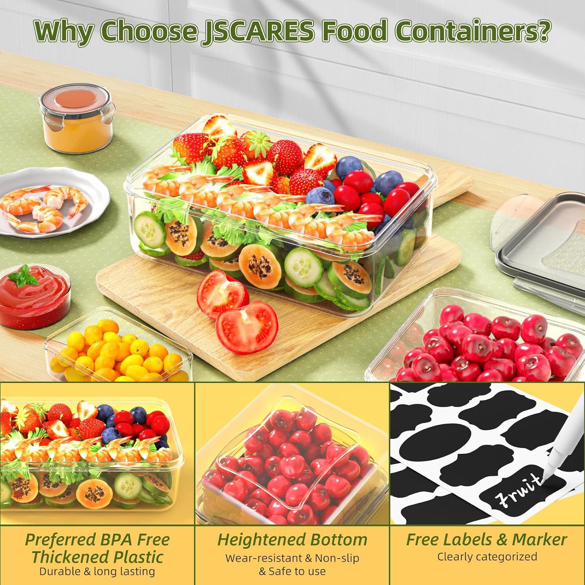 40 PCS Food Storage Containers with Lids Airtight (20 Lids &20 Containers) - Leakproof Meal-Prep Containers for Kitchen Storage Reusable Plastic Microwave/Dishwasher Safe with Labels & Pen
