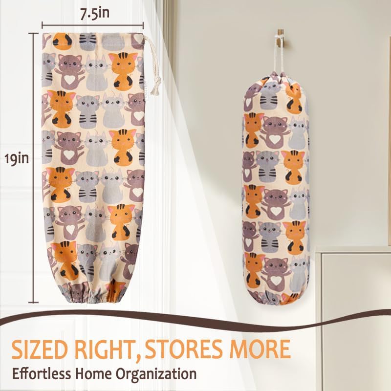 TOGETRUE Plastic Bag Holder, Cute Grocery Bag Holder for Plastic Bags, Wall Mount Bags Dispenser for Home Kitchen Decor (Cat)